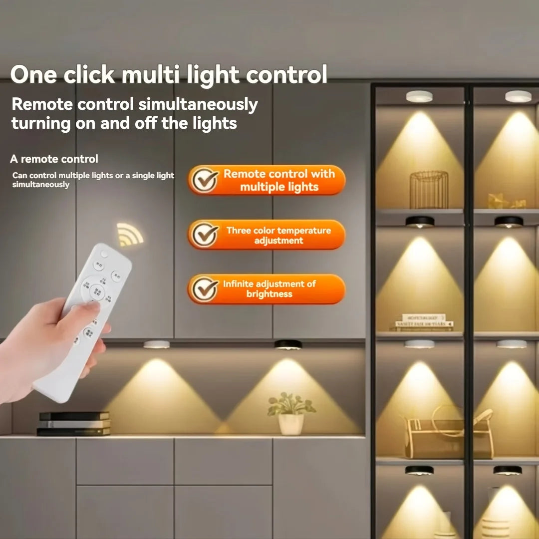 Rechargeable LED Under Cabinet Light – Dimmable, Wireless, Remote Control Night Lamp