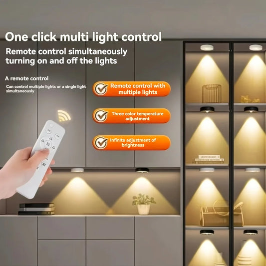 Rechargeable LED Under Cabinet Light – Dimmable, Wireless, Remote Control Night Lamp