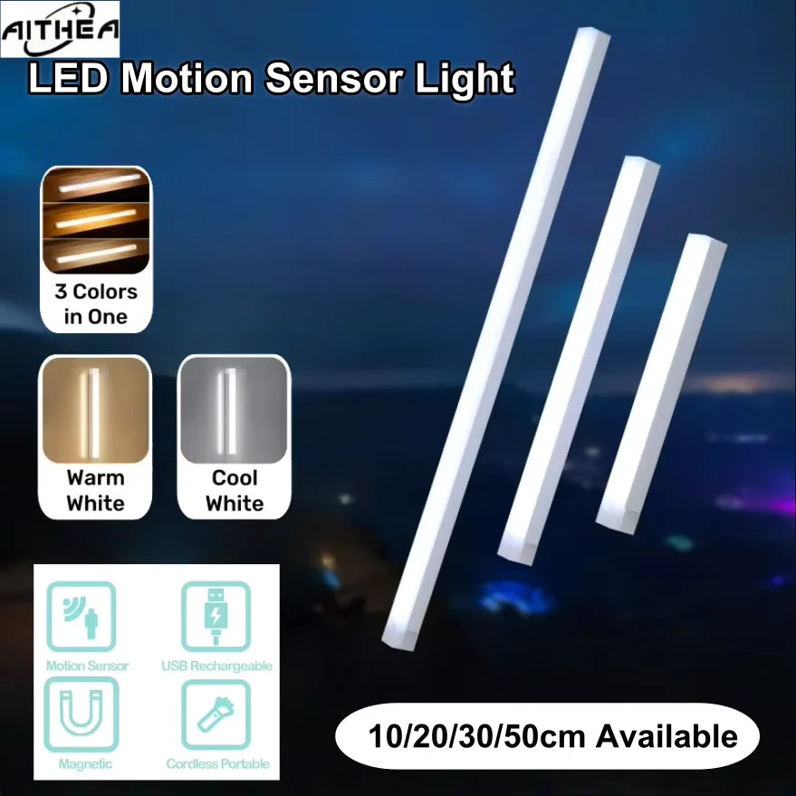 Motion Sensor LED Light Bar – Rechargeable Cabinet & Mirror Lamp