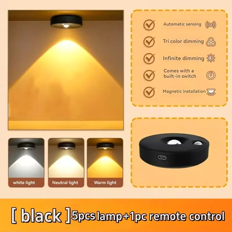 Rechargeable LED Under Cabinet Light – Dimmable, Wireless, Remote Control Night Lamp