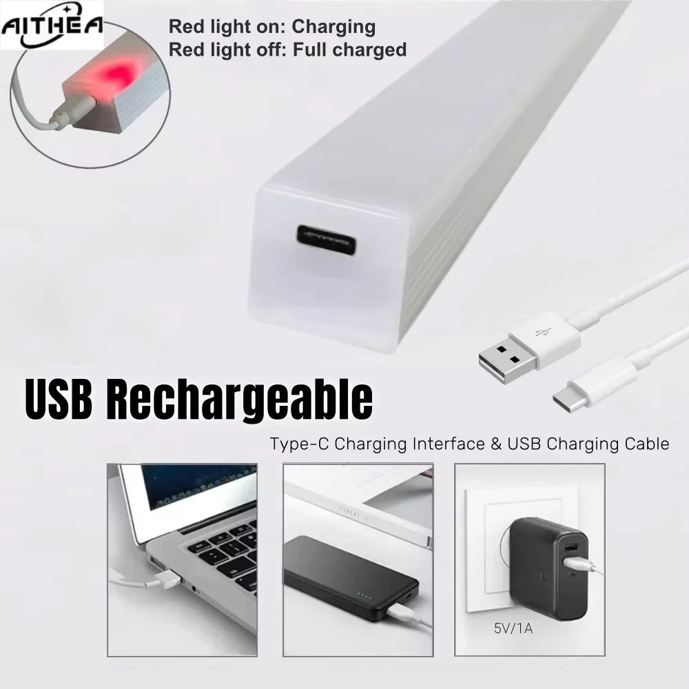 Motion Sensor LED Light Bar – Rechargeable Cabinet & Mirror Lamp