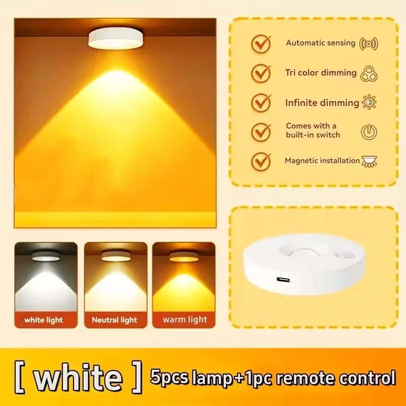 Rechargeable LED Under Cabinet Light – Dimmable, Wireless, Remote Control Night Lamp